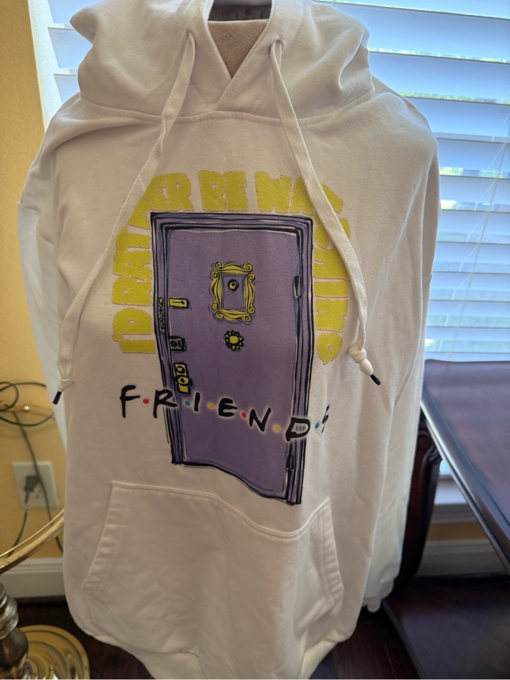 Vintage Friends Purple Door Graphic Hoodie - White Unisex XLG